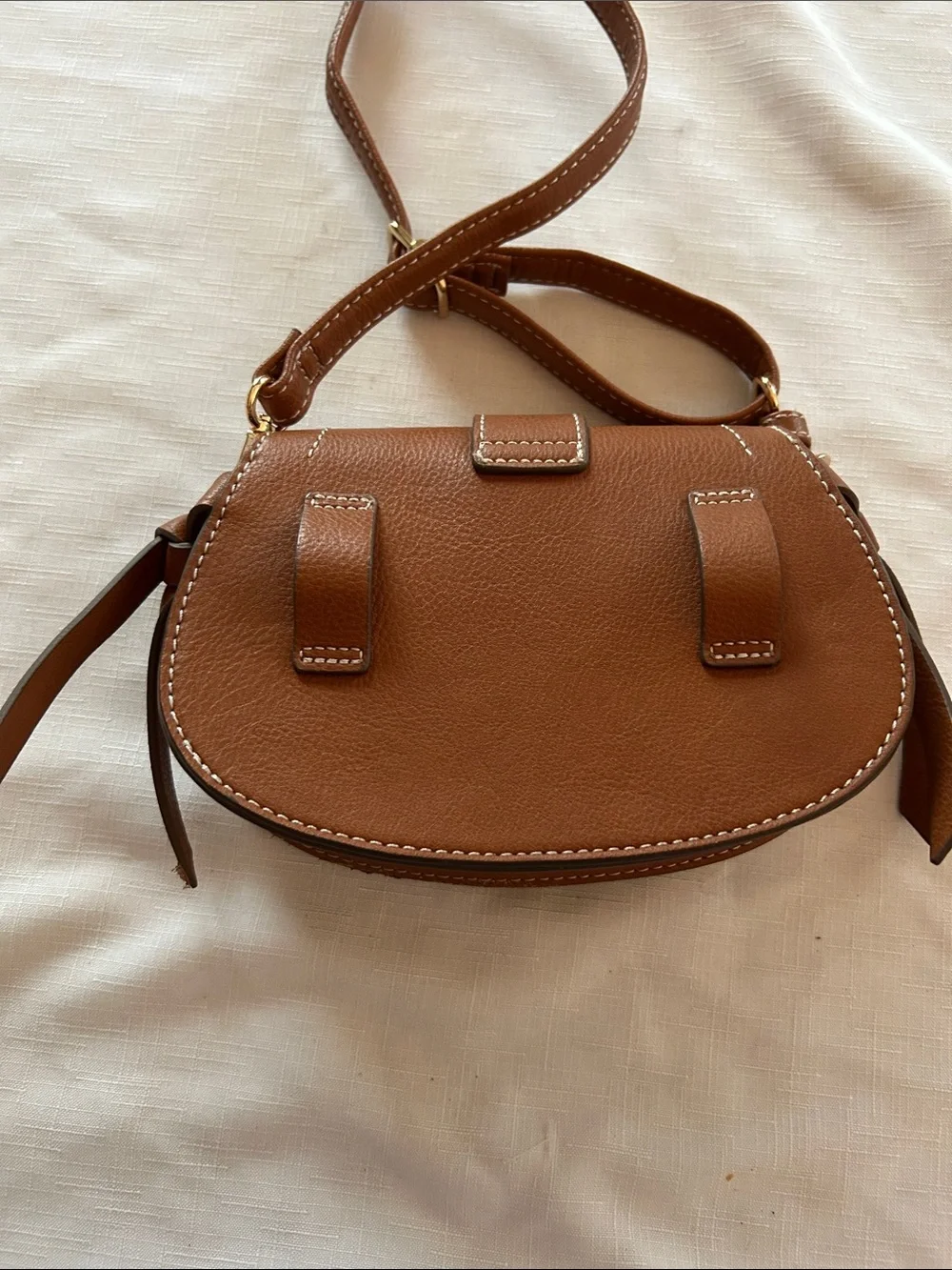 Rachel Zoe Saddle-Style Brown Leather Crossbody with Signature Ring